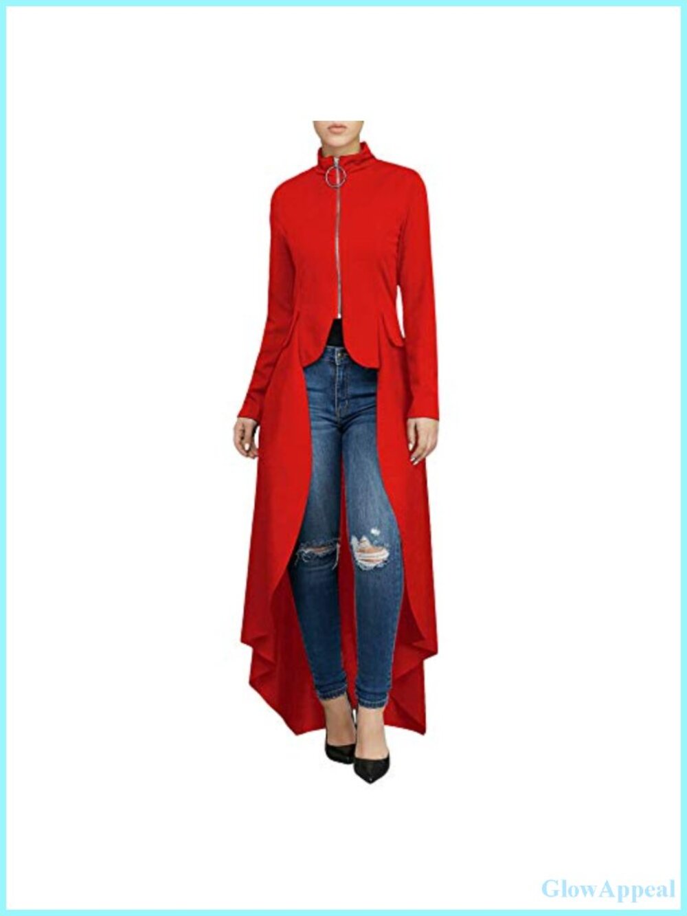 Polka Dot Gothic Trench Coat Zipper Up Tailcoat Jacket